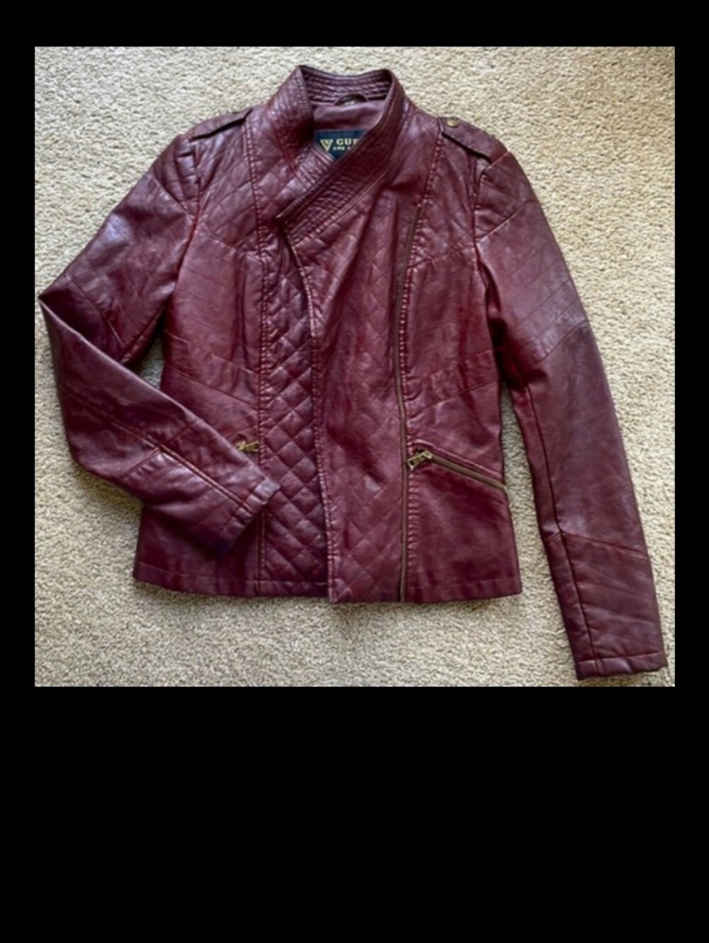 Faux Leather Jacket - Burgundy